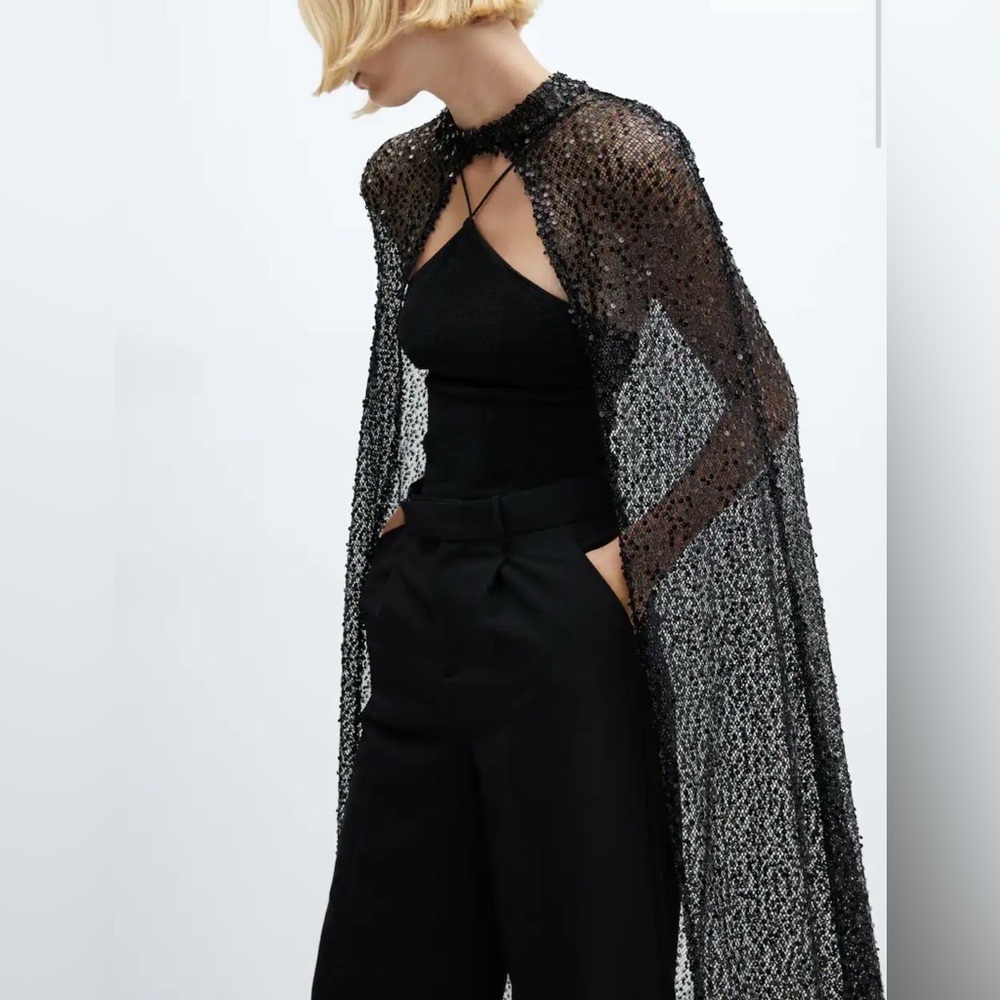 Mango Elegant Black Sheer Cape
